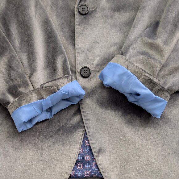 Tailorbyrd Collection Velvet Blazer Men's Size 44R Gray NWT Smokers Jacket - Picture 5 of 12